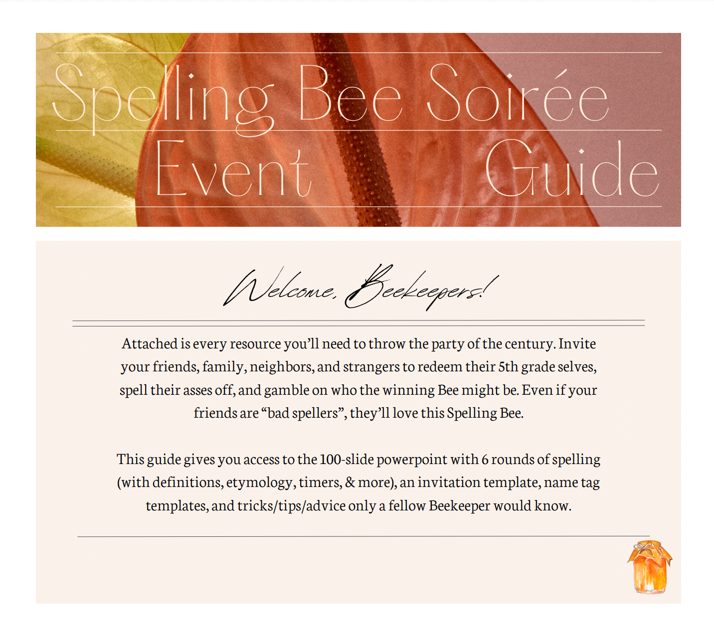 Spelling Bee Soirée Event Guide