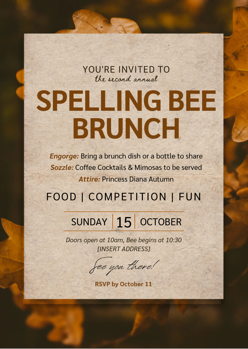 Second Annual Spelling Bee Brunch Event Guide